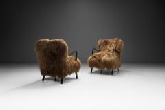Pair of Danish Easy Chairs in Longhair Sheepskin Denmark 20th Century - 4142675