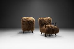 Pair of Danish Easy Chairs in Longhair Sheepskin Denmark 20th Century - 4142677
