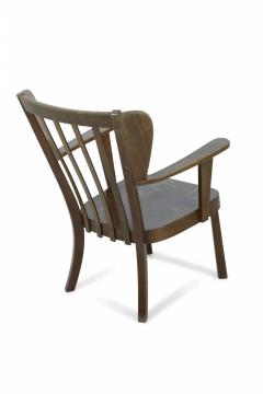 Pair of Danish Mission Style Oak Slat Back Wing Armchairs - 4172374