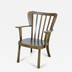 Pair of Danish Mission Style Oak Slat Back Wing Armchairs - 4219562