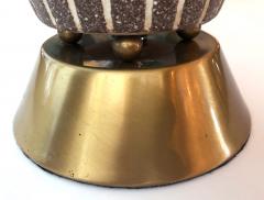 Pair of Danish Modern 1960s Brown Salt glazed Pottery Ovoid form Lamps - 1472456