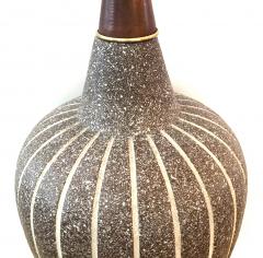 Pair of Danish Modern 1960s Brown Salt glazed Pottery Ovoid form Lamps - 1472460