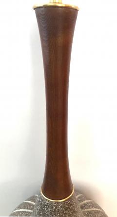 Pair of Danish Modern 1960s Brown Salt glazed Pottery Ovoid form Lamps - 1472462