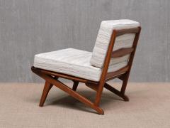 Pair of Danish Modern Chairs in Solid Oak and M taphores Striped Jacquard 1950s - 4450803