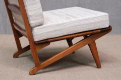 Pair of Danish Modern Chairs in Solid Oak and M taphores Striped Jacquard 1950s - 4450804