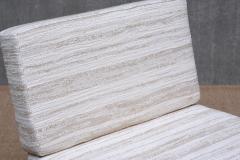 Pair of Danish Modern Chairs in Solid Oak and M taphores Striped Jacquard 1950s - 4450807