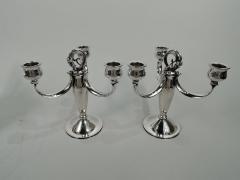Pair of Danish Modern Jensen Style Sterling Silver 3 Light Candelabra - 3750555