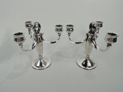 Pair of Danish Modern Jensen Style Sterling Silver 3 Light Candelabra - 3750562