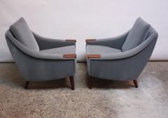 Pair of Danish Modern Teak and Mohair Lounge Chairs - 475310