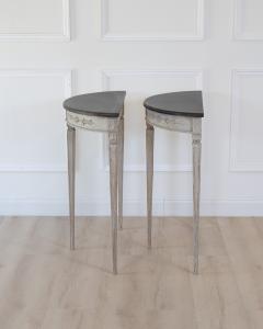 Pair of Danish Neoclassical Painted Demilune Console Tables circa 1920 - 4791397