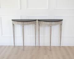 Pair of Danish Neoclassical Painted Demilune Console Tables circa 1920 - 4791399