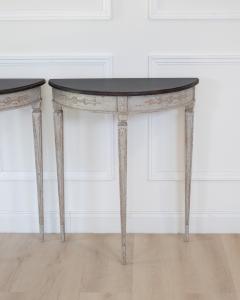 Pair of Danish Neoclassical Painted Demilune Console Tables circa 1920 - 4791404