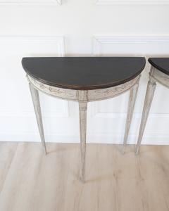 Pair of Danish Neoclassical Painted Demilune Console Tables circa 1920 - 4791405