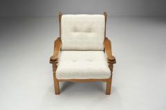 Pair of Danish Oak Easy Chairs with Carved Arm Supports Denmark ca 1950s - 2414254