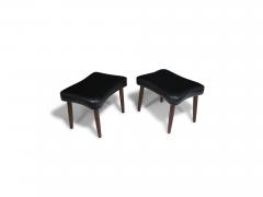 Pair of Danish Ottomans in Original Black Vinyl - 4542652