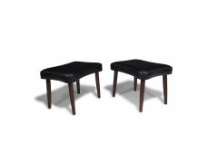 Pair of Danish Ottomans in Original Black Vinyl - 4544297