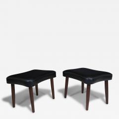 Pair of Danish Ottomans in Original Black Vinyl - 4544298