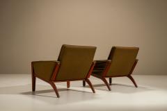 Pair of Danish Vintage Lounge Chairs in Olive Green 1960s - 4485088
