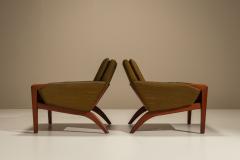 Pair of Danish Vintage Lounge Chairs in Olive Green 1960s - 4485092