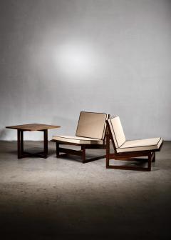 Pair of Danish slipper chairs with table - 4203271