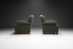 Pair of Dark Green Upholstered Armchairs Scandinavia 1950s - 3898133