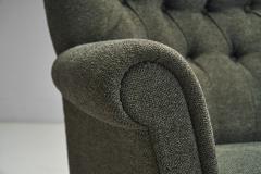 Pair of Dark Green Upholstered Armchairs Scandinavia 1950s - 3898138