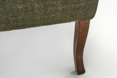 Pair of Dark Green Upholstered Beech Armchairs Europe 1940s - 4825669