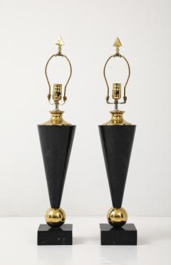 Pair of Dark Marble Designer Table Lamps - 4315060