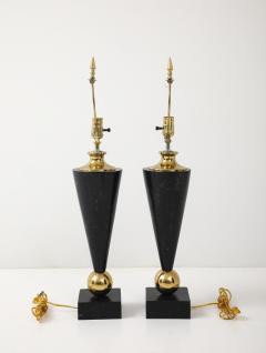 Pair of Dark Marble Designer Table Lamps - 4315239
