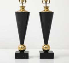 Pair of Dark Marble Designer Table Lamps - 4315240