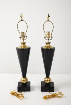 Pair of Dark Marble Designer Table Lamps - 4315242