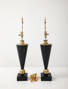 Pair of Dark Marble Designer Table Lamps - 4315243