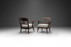 Pair of Dark Stained Pine Armchairs Europe First half of the 20th century - 3898212