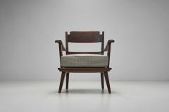 Pair of Dark Stained Pine Armchairs Europe First half of the 20th century - 3898220