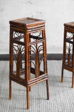 Pair of Dark Wicker Plant Stands - 3854568