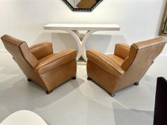 Pair of Deco Club Chairs in Leather - 3984690