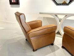 Pair of Deco Club Chairs in Leather - 3984692