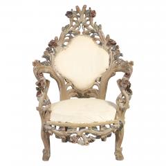 Pair of Decorative 1950s Italian Carved Wood Armchairs - 3568158