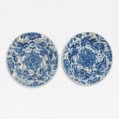 Pair of Deep Blue 18th c Delft Plates - 4393214