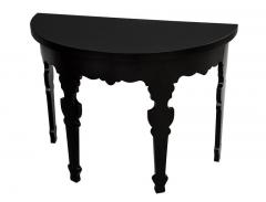 Pair of Demi lune Half Moon Console Tables in Piano Black Lacquer - 1994815