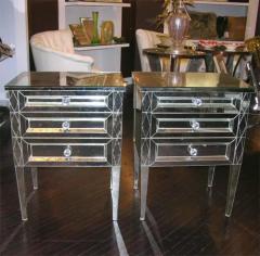 Pair of Diamond Front Mirrored Commodes - 3096613