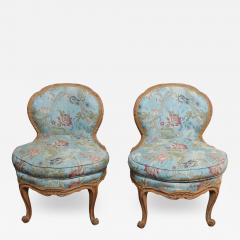 Pair of Diminutive French Louis XV Rococo Boudoir Slipper Chairs - 2151536