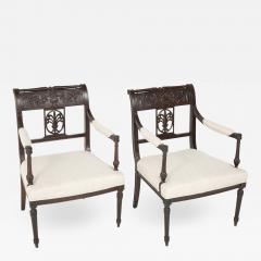 Pair of Directoire Carved Open Armchairs - 2113655