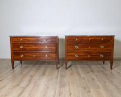 Pair of Directoire Chests in Plum Wood with Original Gray Marble Tops 18th Cent - 4146679
