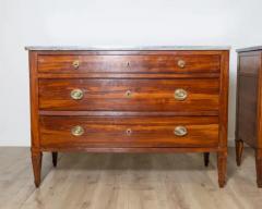 Pair of Directoire Chests in Plum Wood with Original Gray Marble Tops 18th Cent - 4146741
