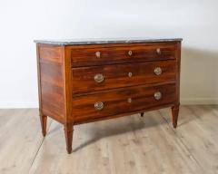Pair of Directoire Chests in Plum Wood with Original Gray Marble Tops 18th Cent - 4146747