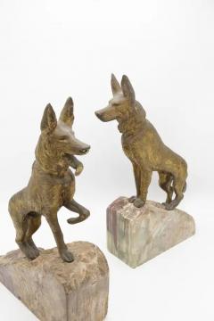 Pair of Dog shaped bookends made of onyx and bronze - 3674136