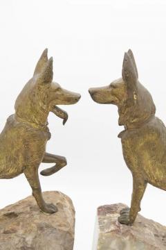 Pair of Dog shaped bookends made of onyx and bronze - 3674205