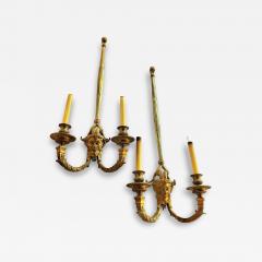 Pair of Dore Bronze Sconces Having Horned Bacchus Masks in Louis XVI Style - 3018995