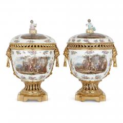 Pair of Dresden porcelain and gilt bronze vases - 2596918